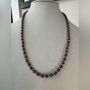 Single strand purple and blush pink bead necklace
